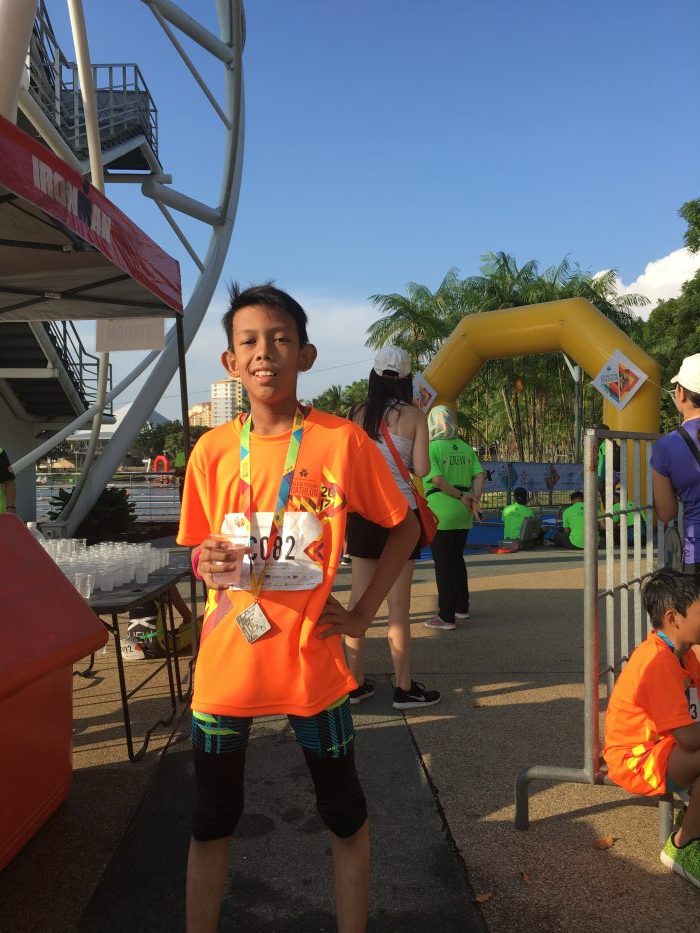 Hafiz at the finish line in Putrajaya Perdana Triathlon